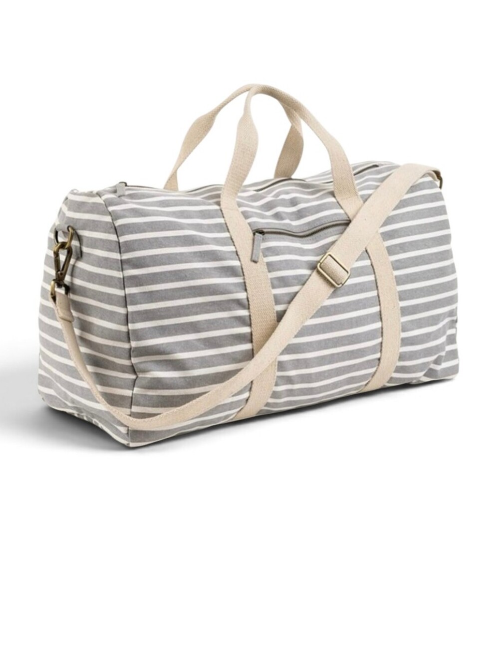 KNOWN SUPPLY Organic Cotton Canvas Weekend Duffle Bag Gray Stripe